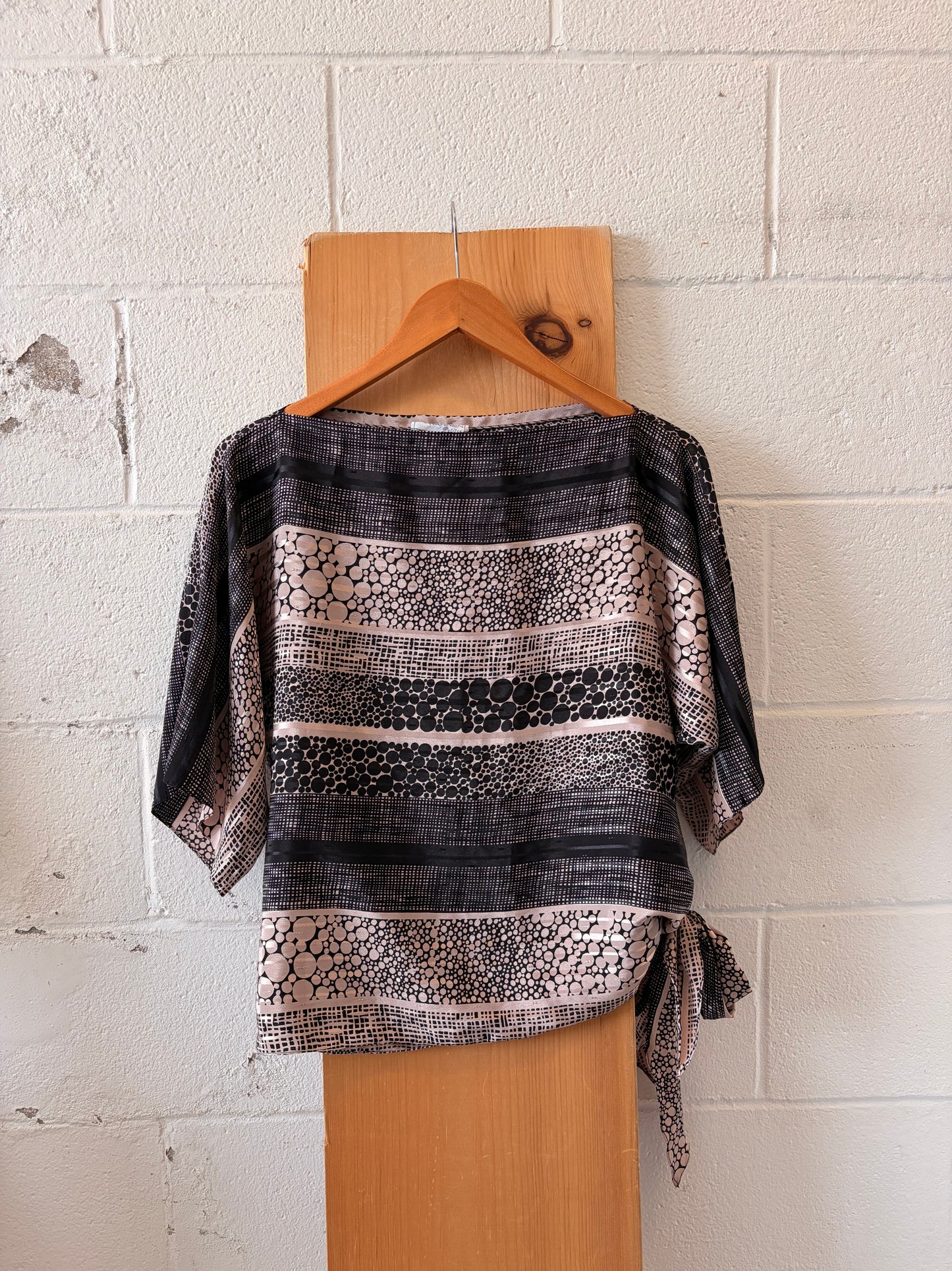 Vtg Patterned Side Tie Blouse : 12