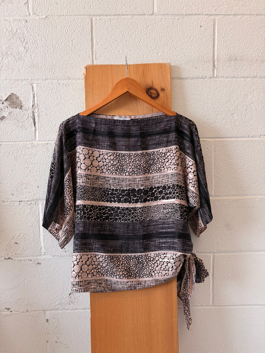 Vtg Patterned Side Tie Blouse : 12