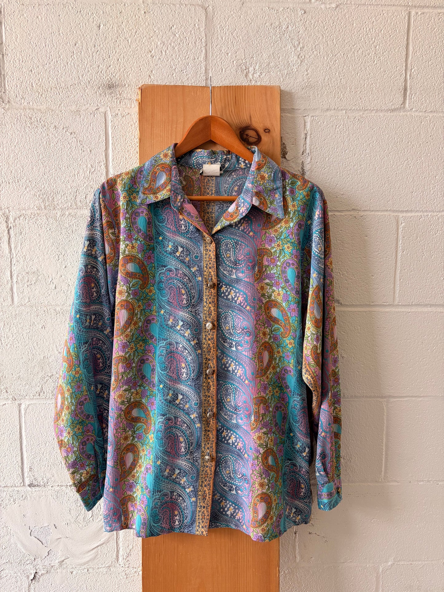 Vtg Paisley Button Down : L