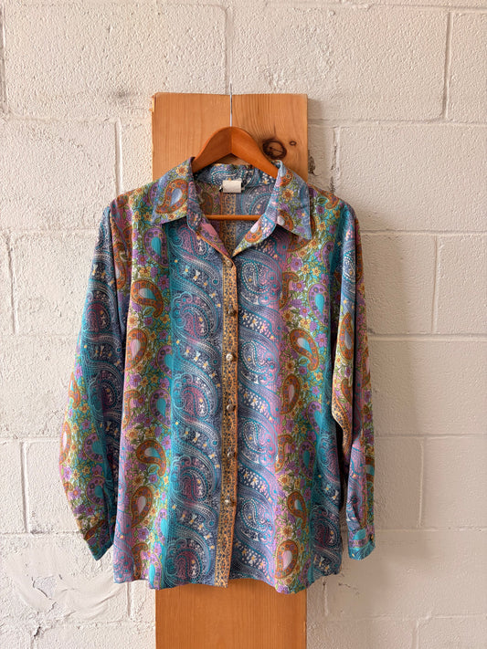 Vtg Paisley Button Down : L