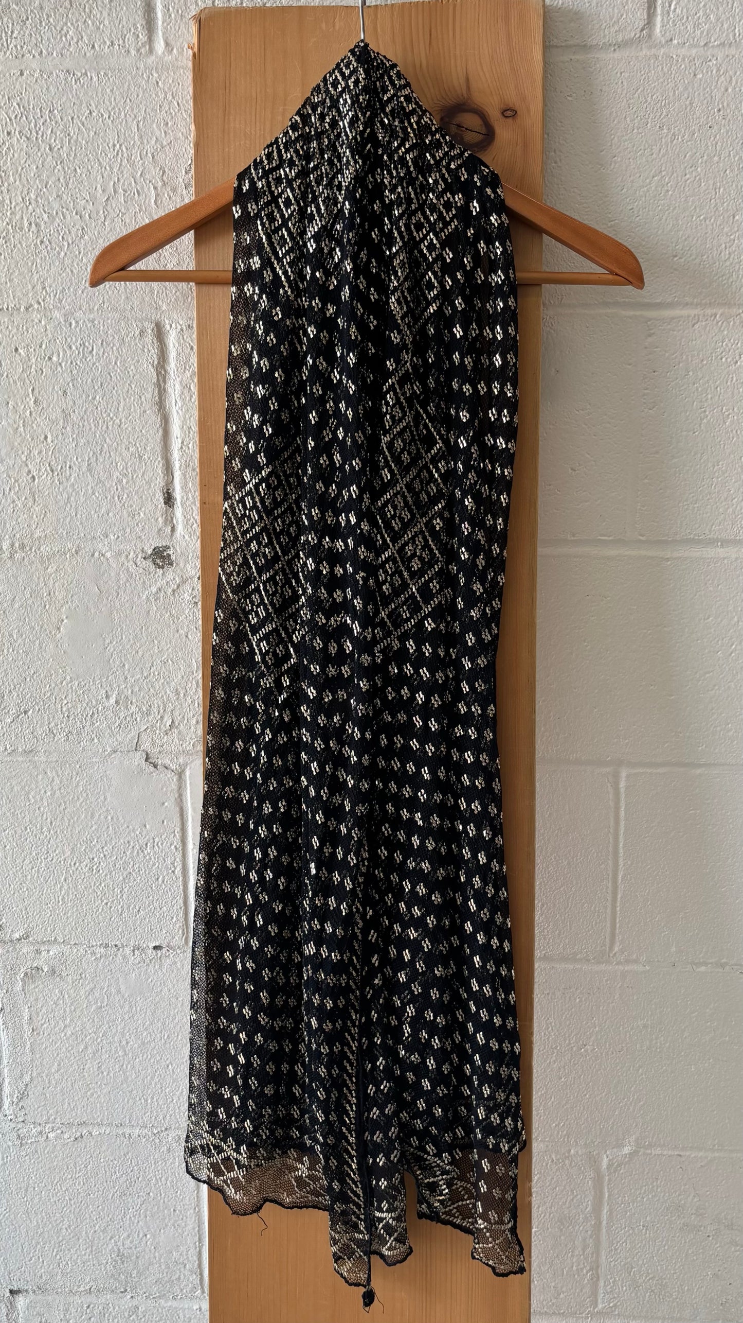 Long Black Mesh Scarf
