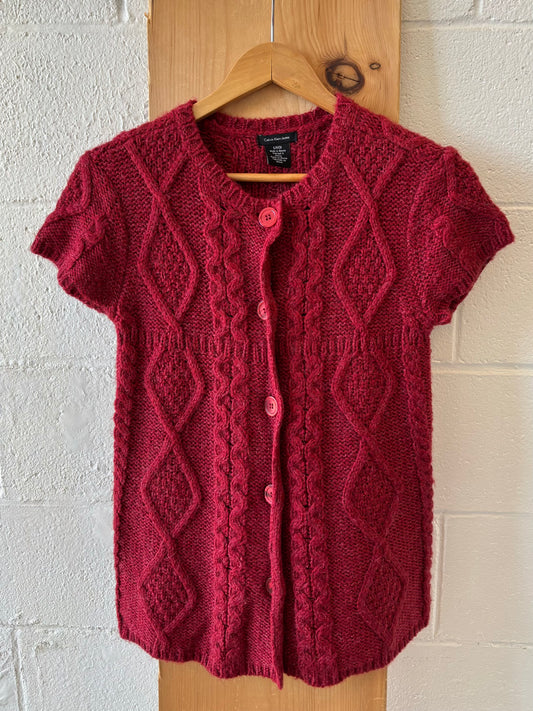Short Sleeve Cable Knit Cardigan : S