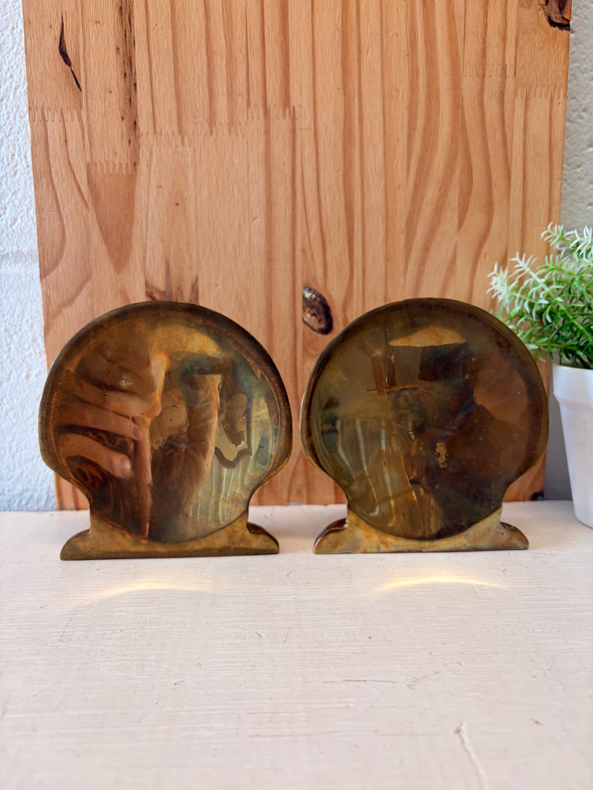 Vtg Brass Shell Bookends (Local Pick Up Only)