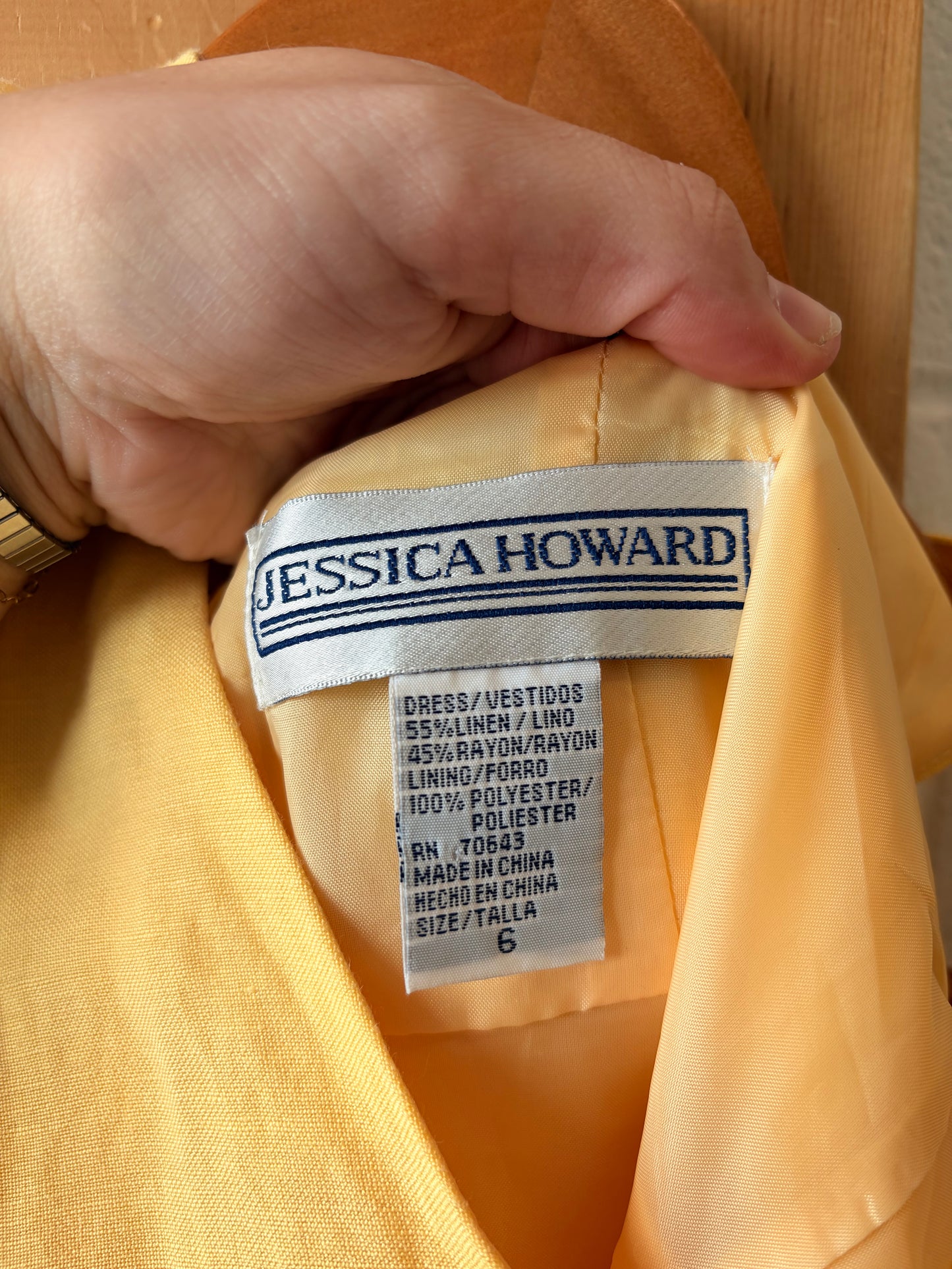 Vtg Yellow Linen Blend Dress : 6