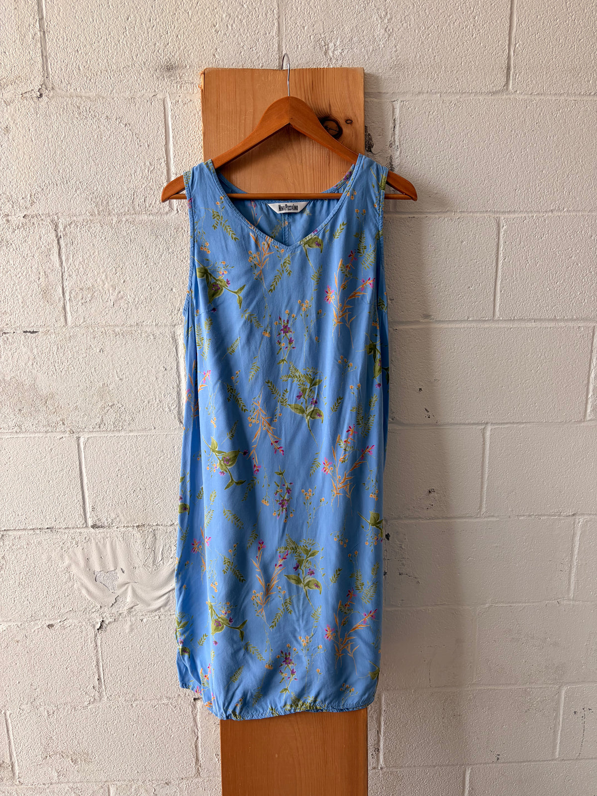 Vtg Floral Blue Midi Dress : M