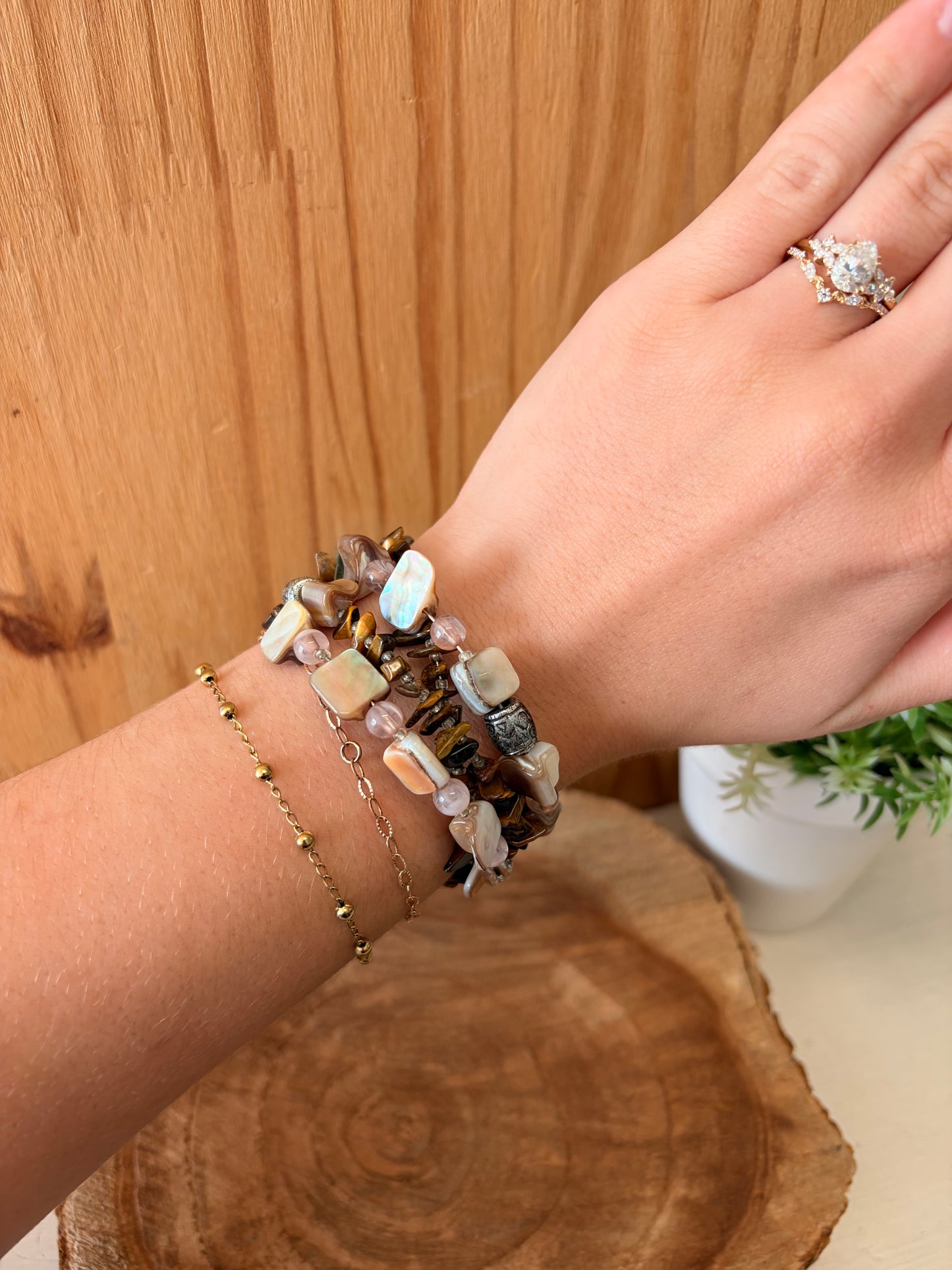 Beaded Wrapped Coil Bracelet