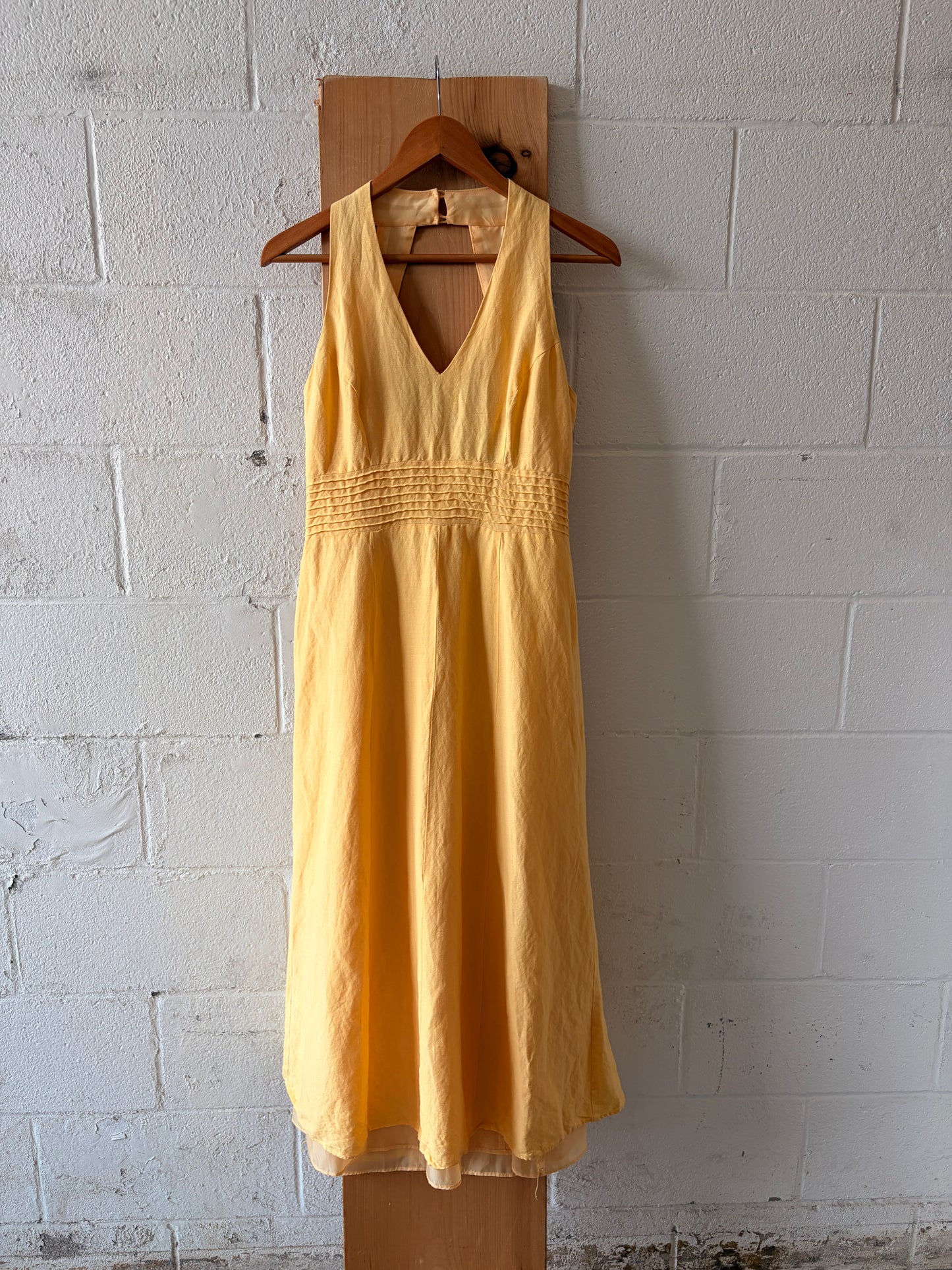 Vtg Yellow Linen Blend Dress : 6