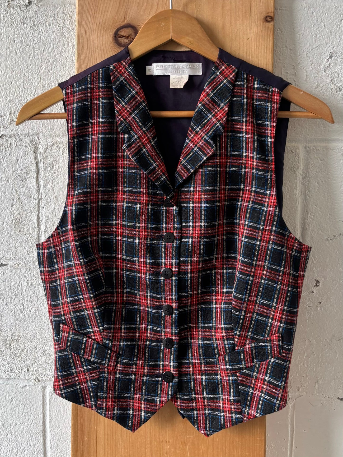 Vtg Plaid Vest : M