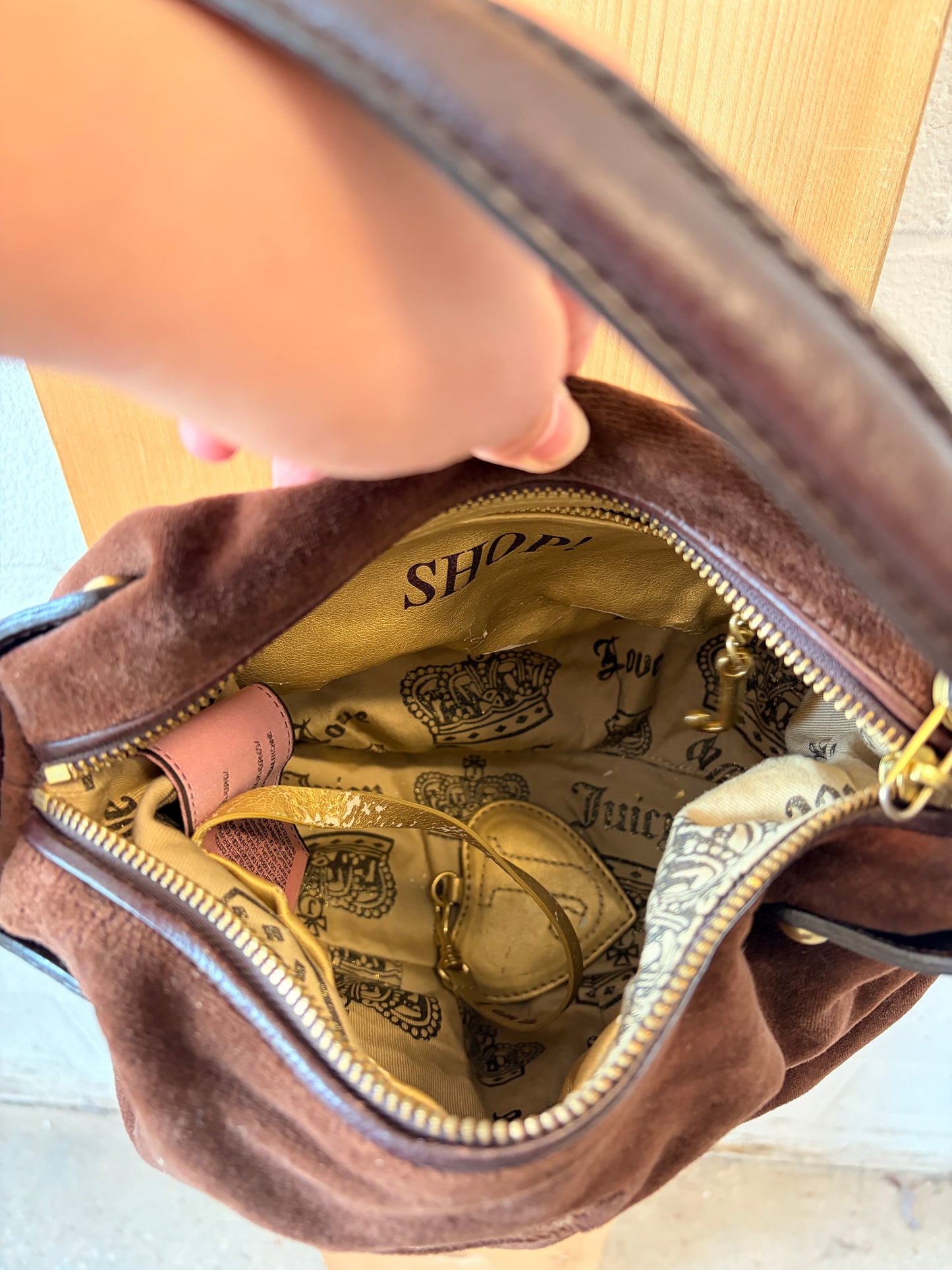 Brown Juicy Velour Hobo Purse
