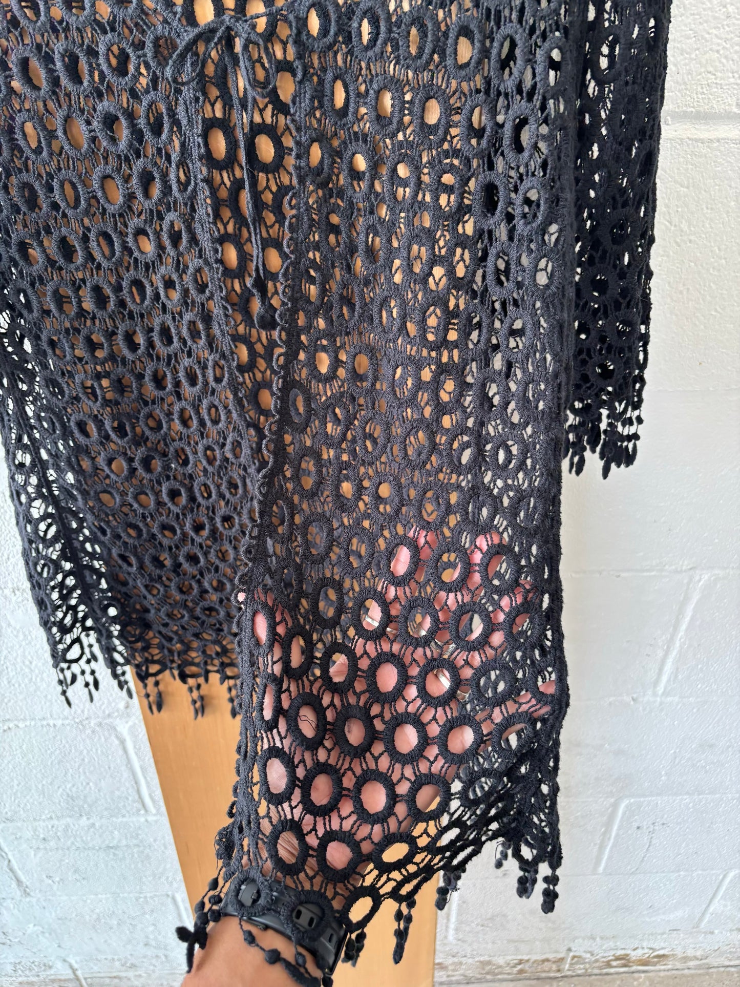 Black Crochet Cardigan : ~M/L