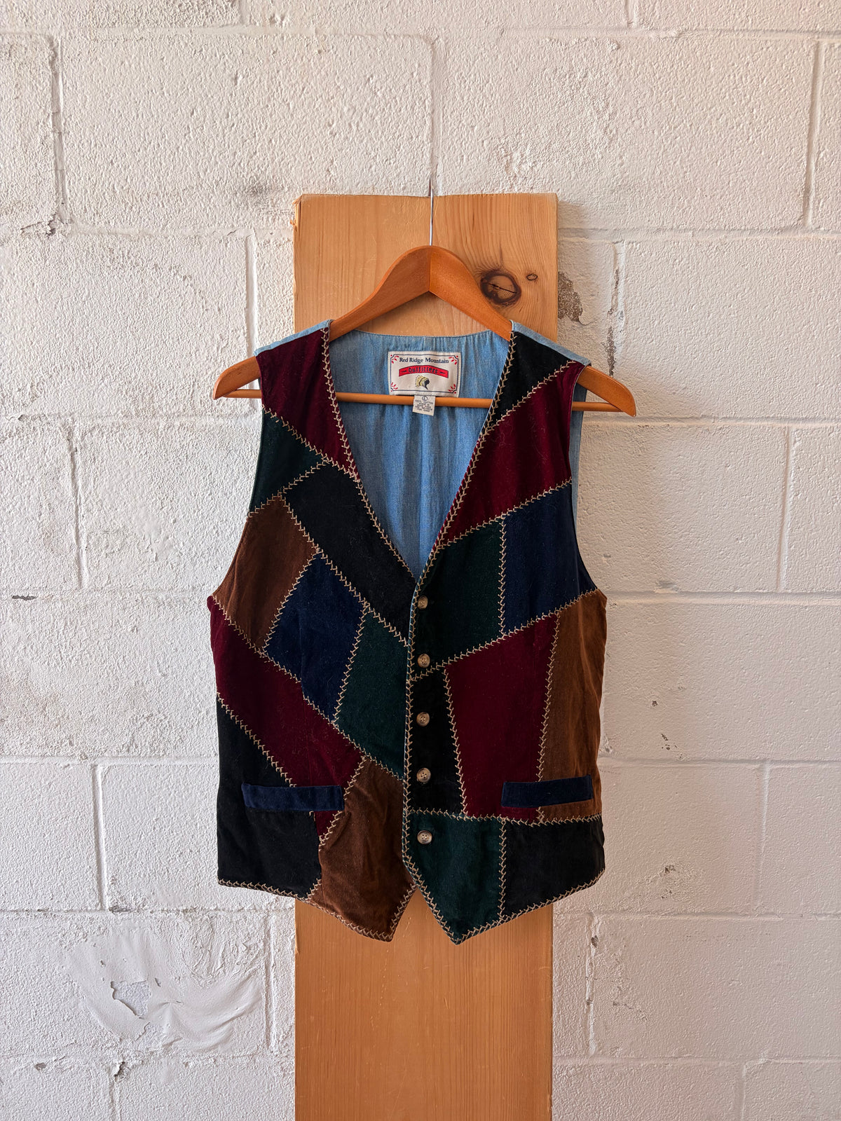 Vtg Patchwork Velvet Vest : L