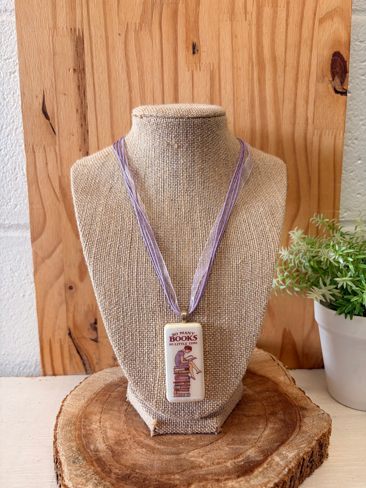 Handmade Book Lover Domino Necklace