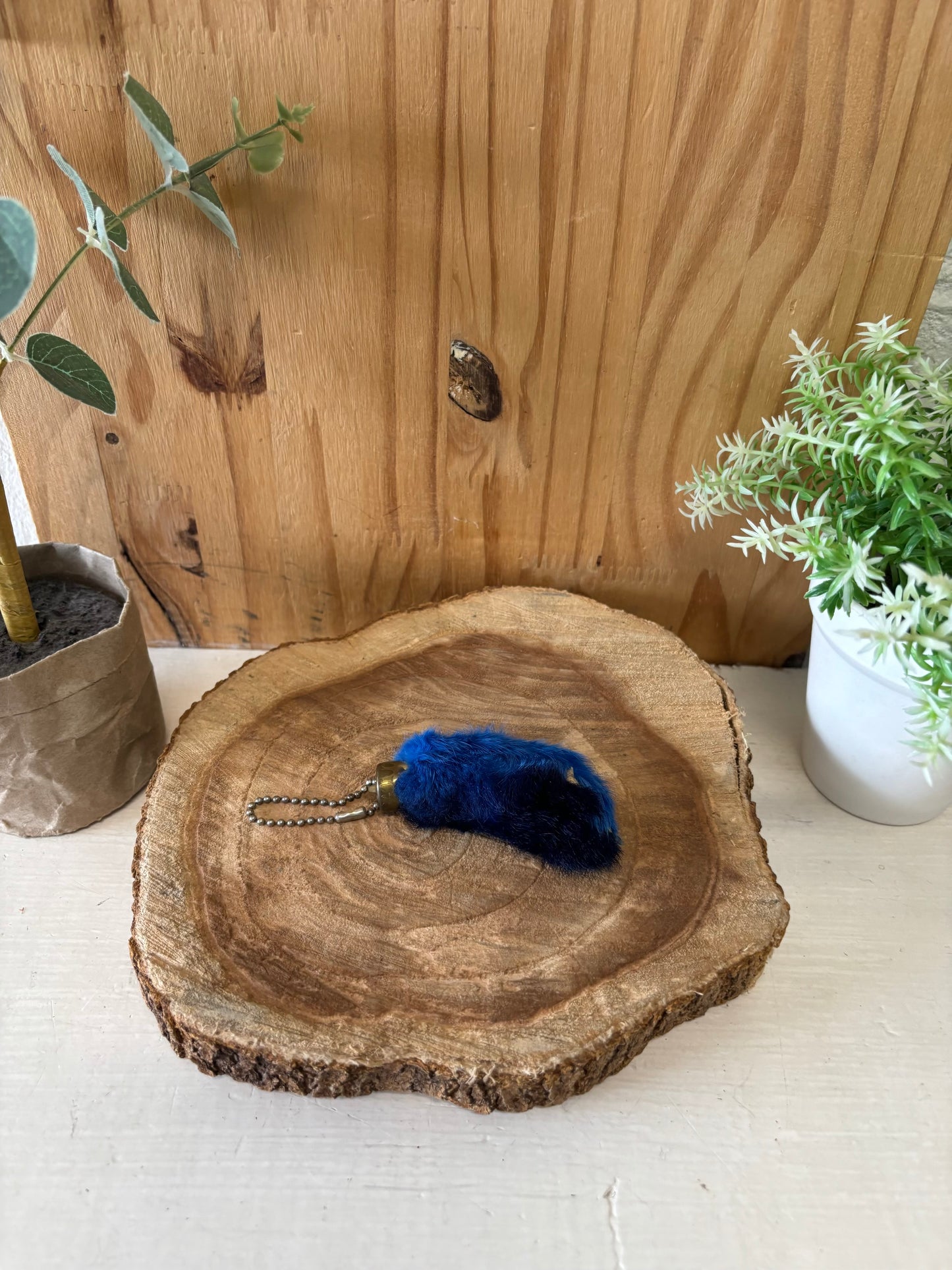 Blue Lucky Rabbit’s Foot Keychain