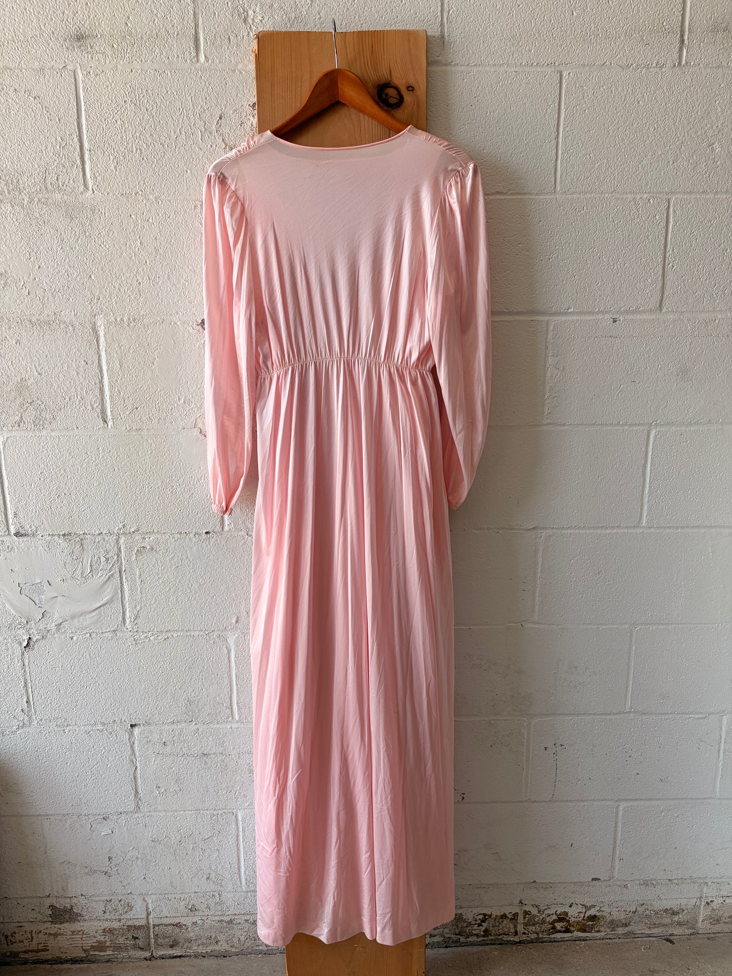 Vtg Lorraine Floral Pink Nightgown & Robe Set : M