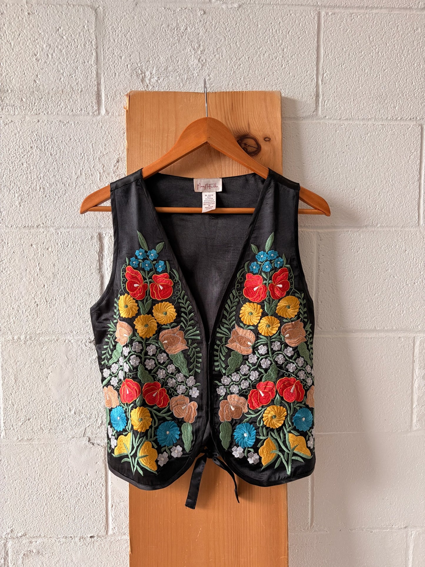 Colorful Embroidered Floral Vest : M