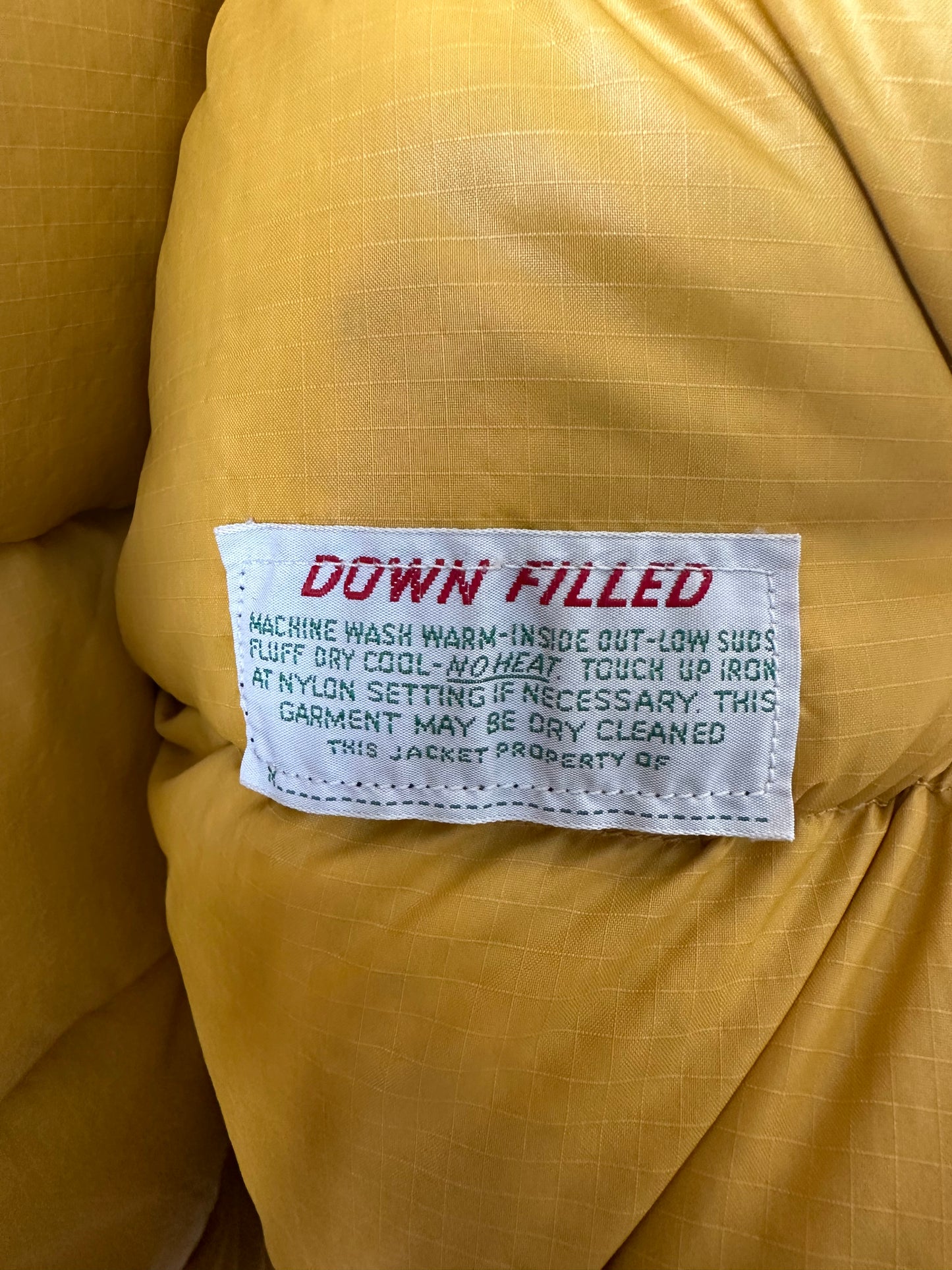 Vtg Yellow Down Puffer : XL