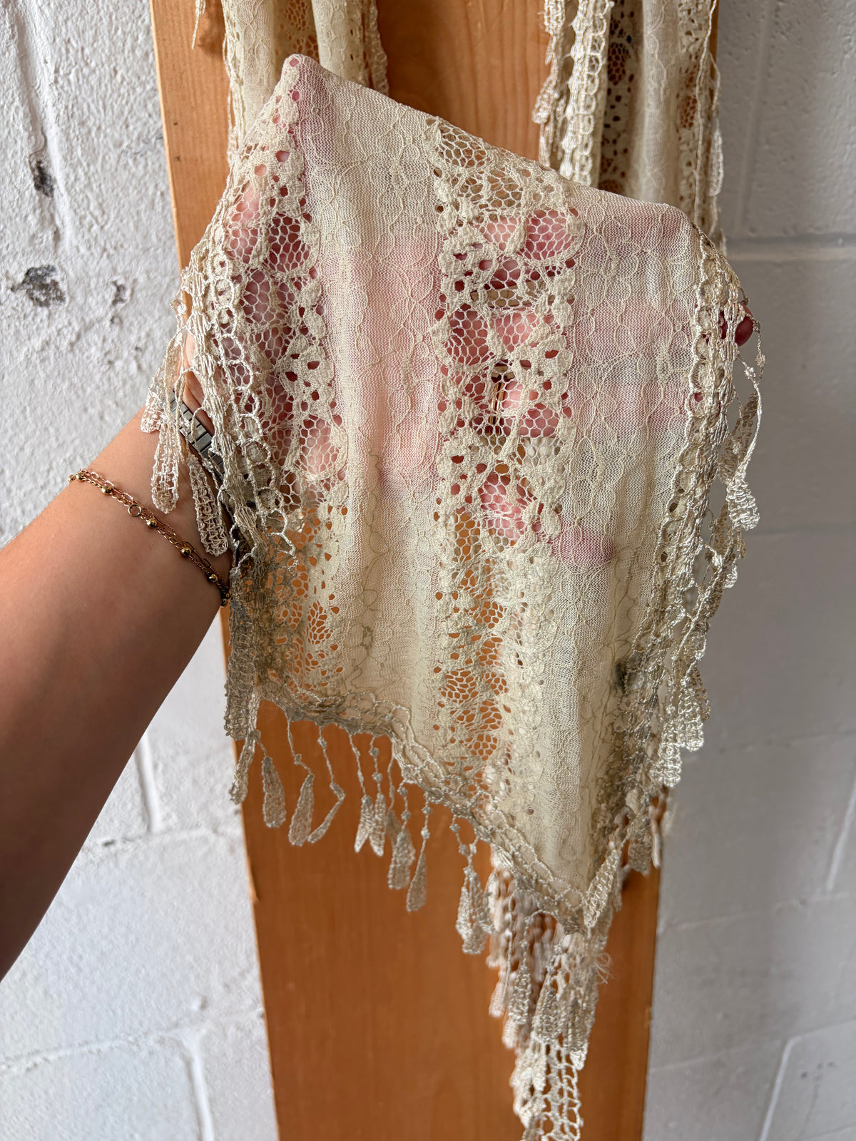 Ivory Fringe Lace Scarf