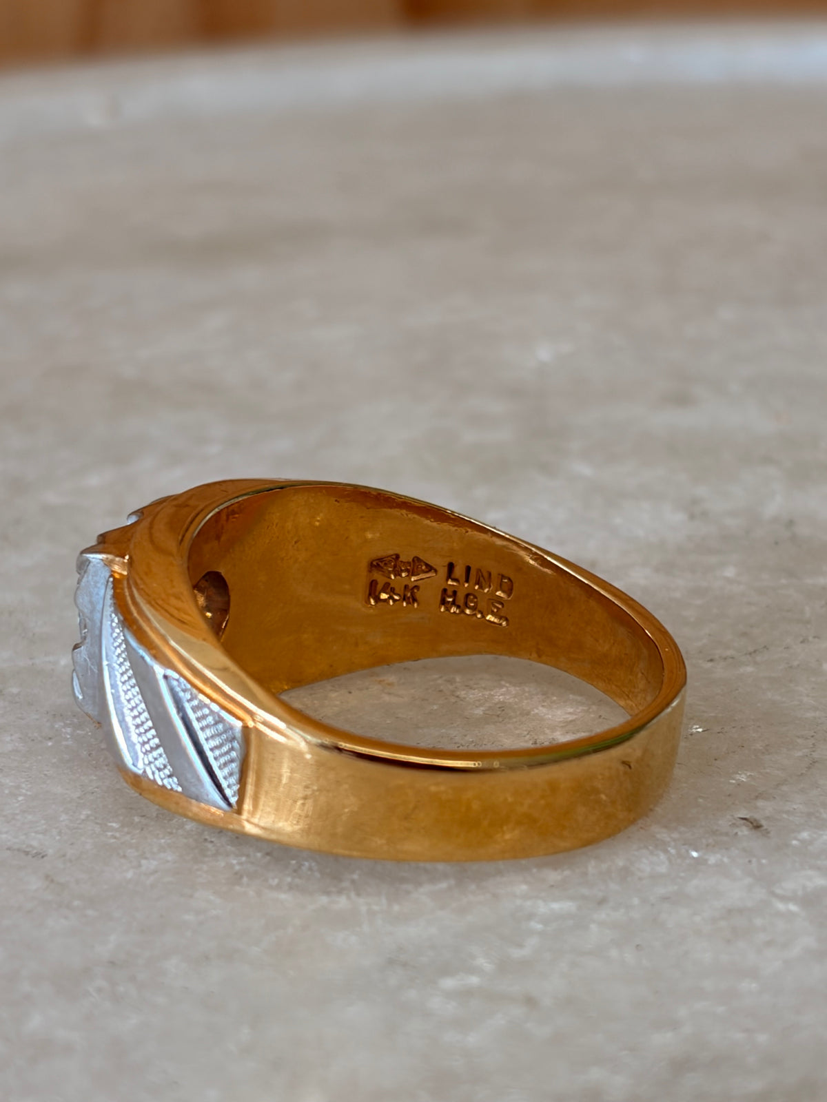 Vtg 14K HGE Gold Ring : Size 12.75