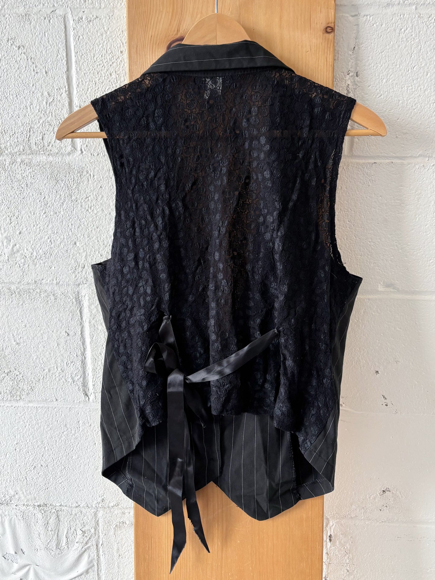 Lace Back Pinstripe Vest : XL