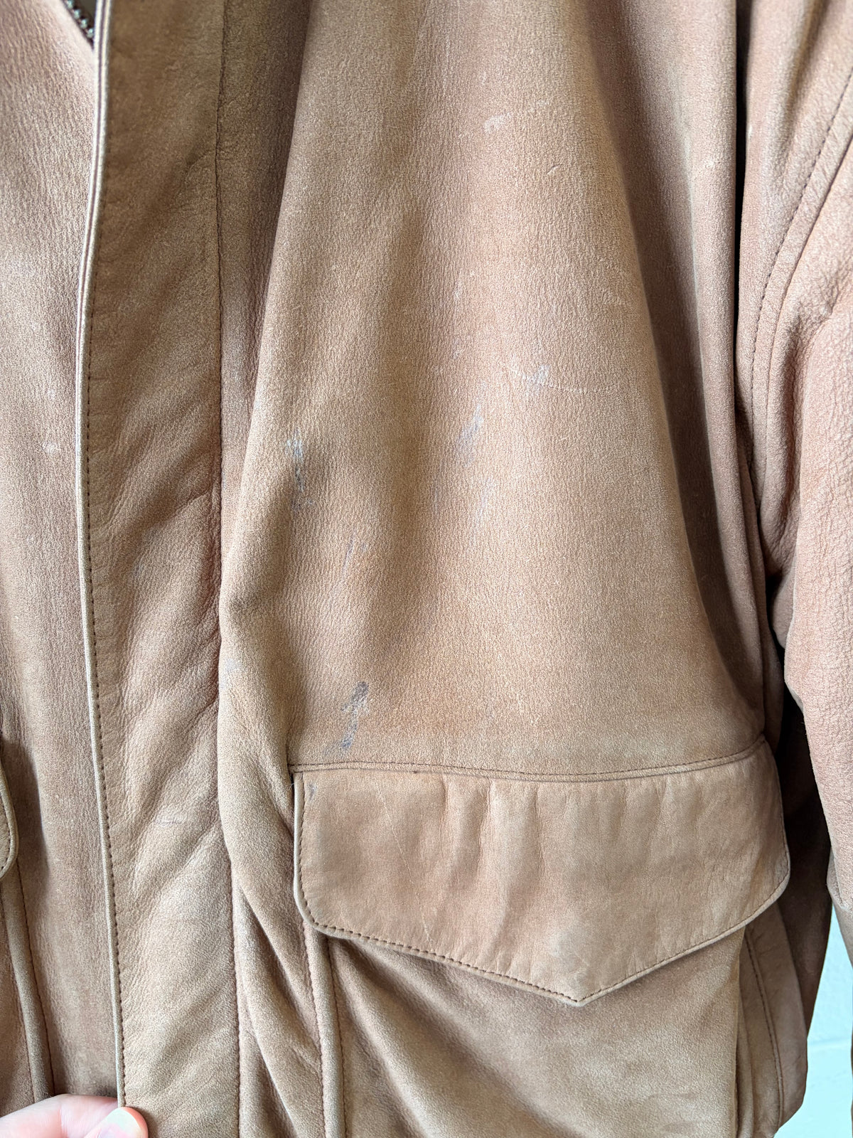 Vtg Brown Leather Bomber Jacket : XL