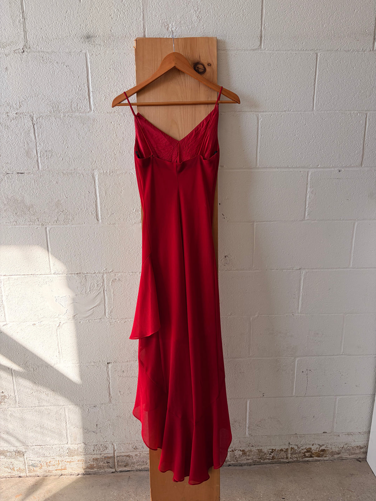 Vtg Ruffled Red Dress : S (As Is)