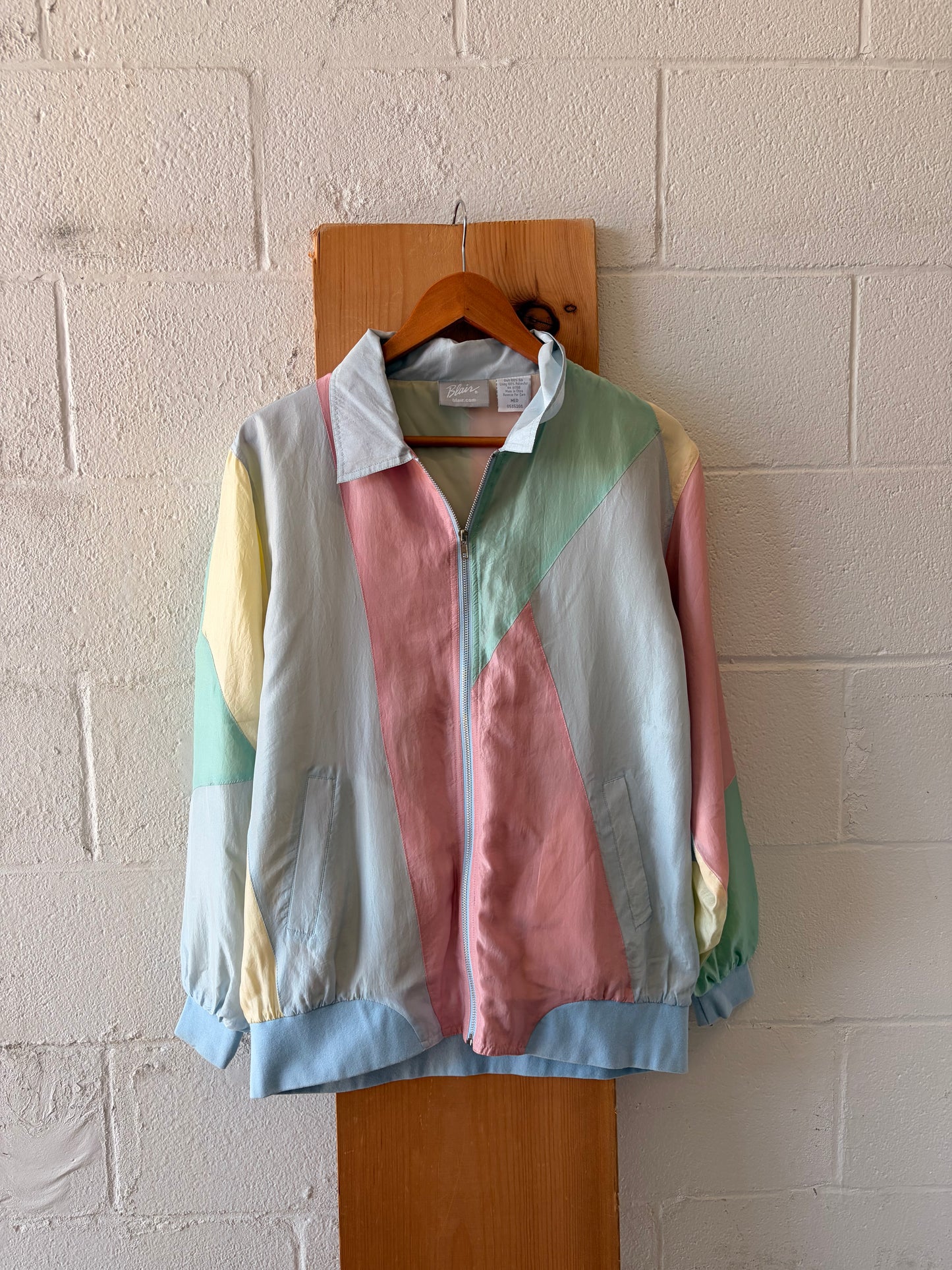 Silk Pastel Color Block Windbreaker Jacket : M