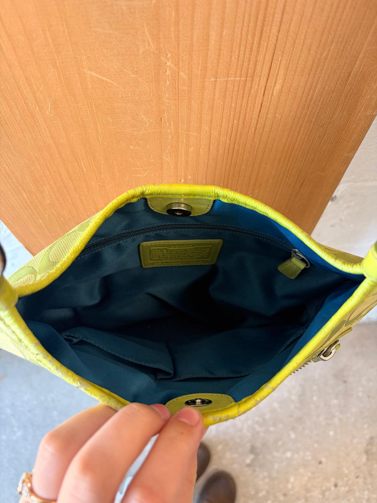 Coach Signature Green Canvas Crossbody & Scarf (As Is)