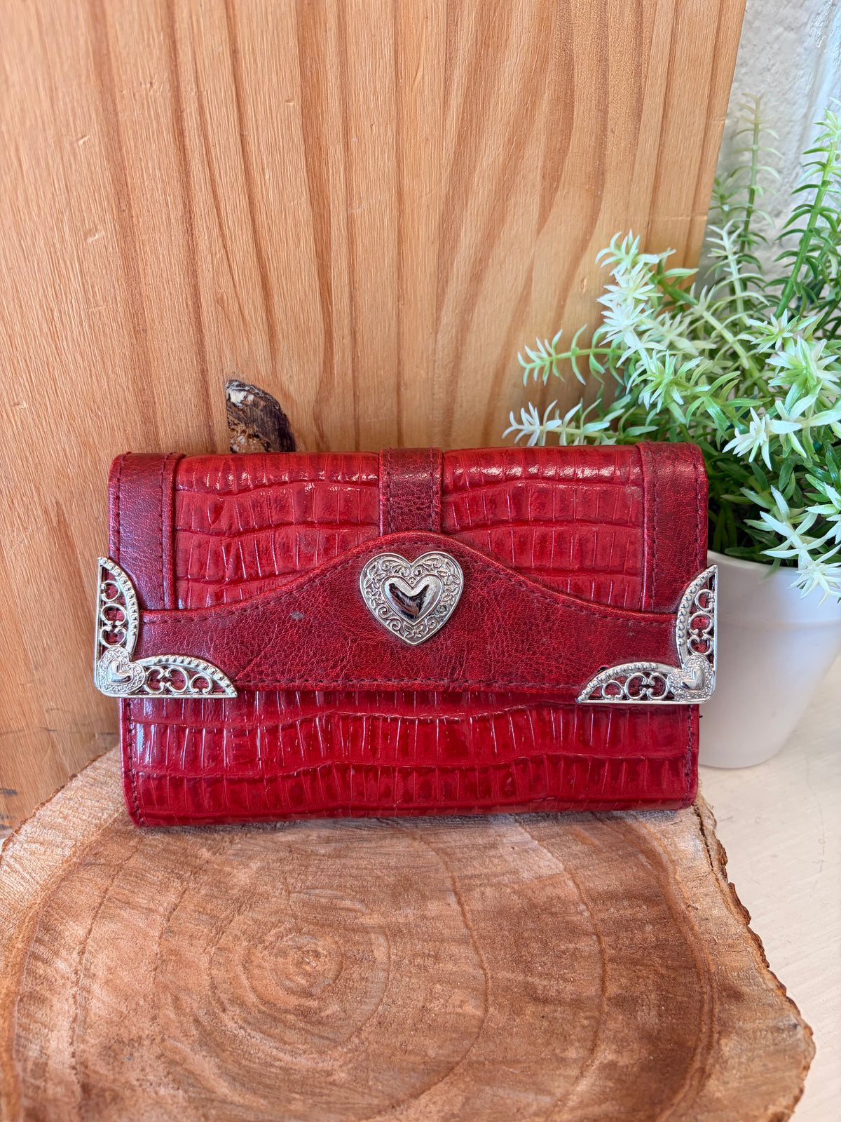 Red & Silver Tone Heart Wallet