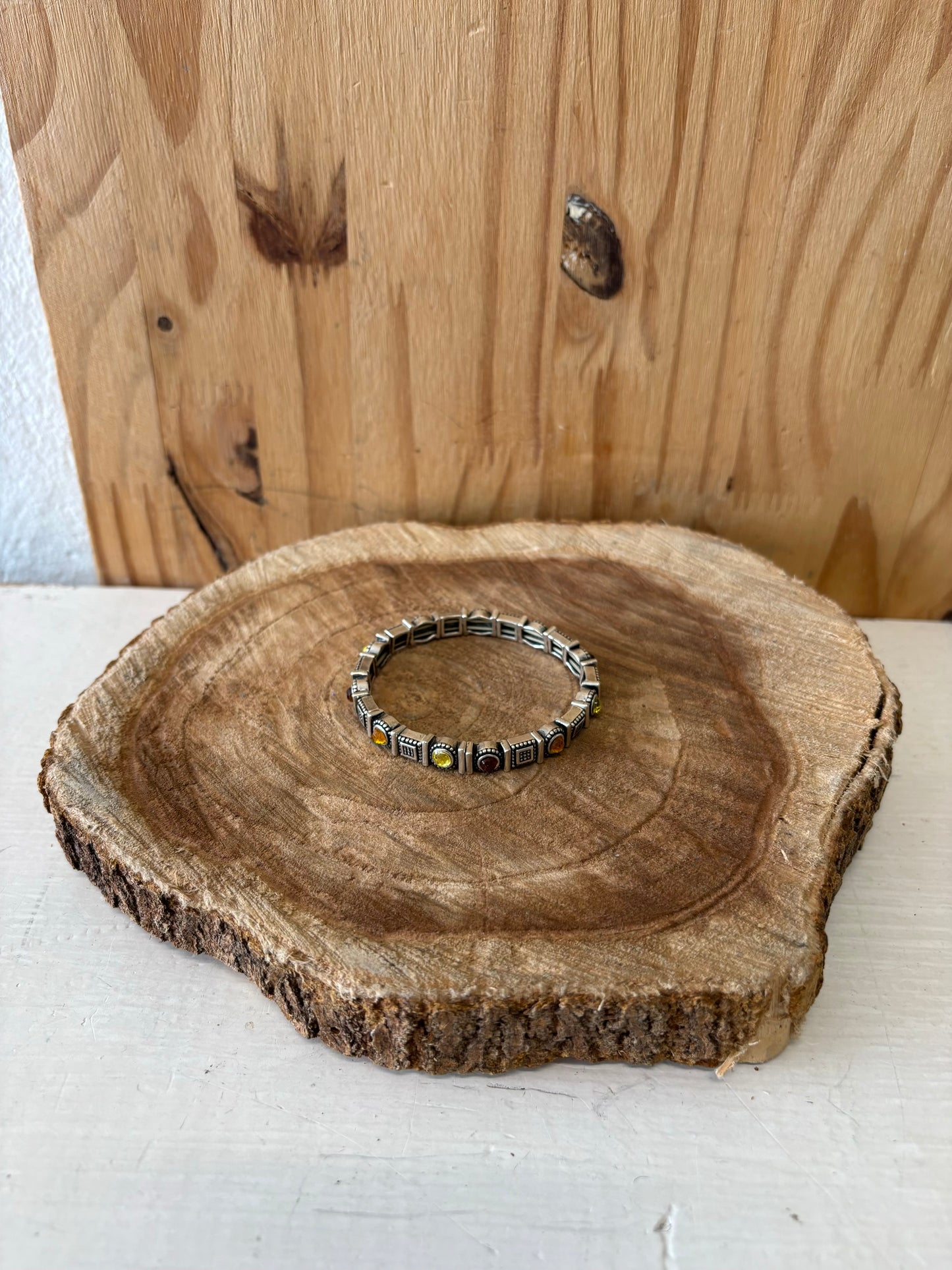Silver Tone Elastic Bracelet