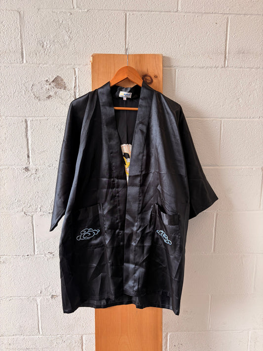 Vtg Dragon Embroidered Kimono / Robe : M (Missing Belt)