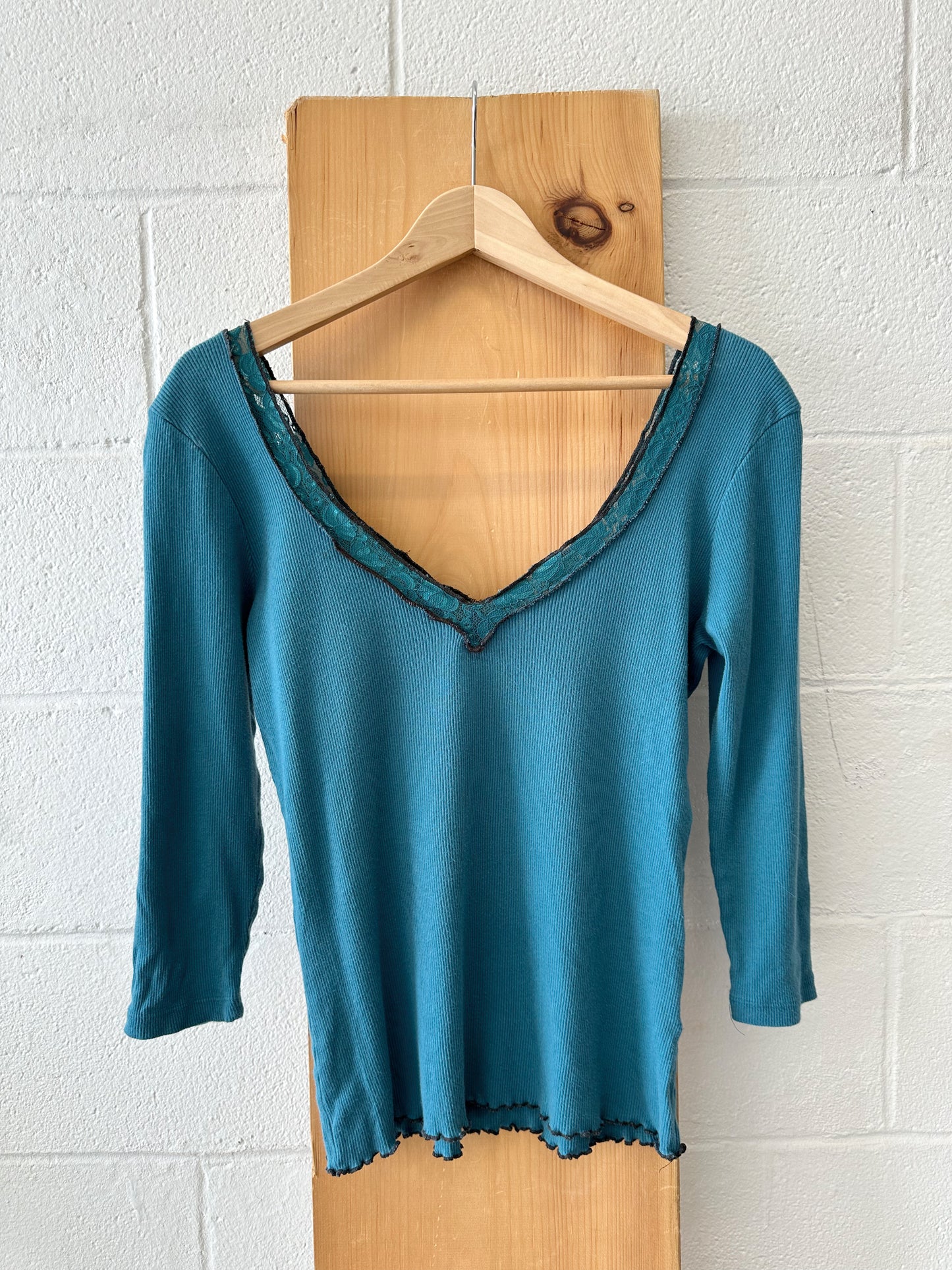 Teal Lace Trim Top : L