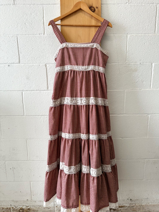 WHSE479 Original Tiered Gingham Dress