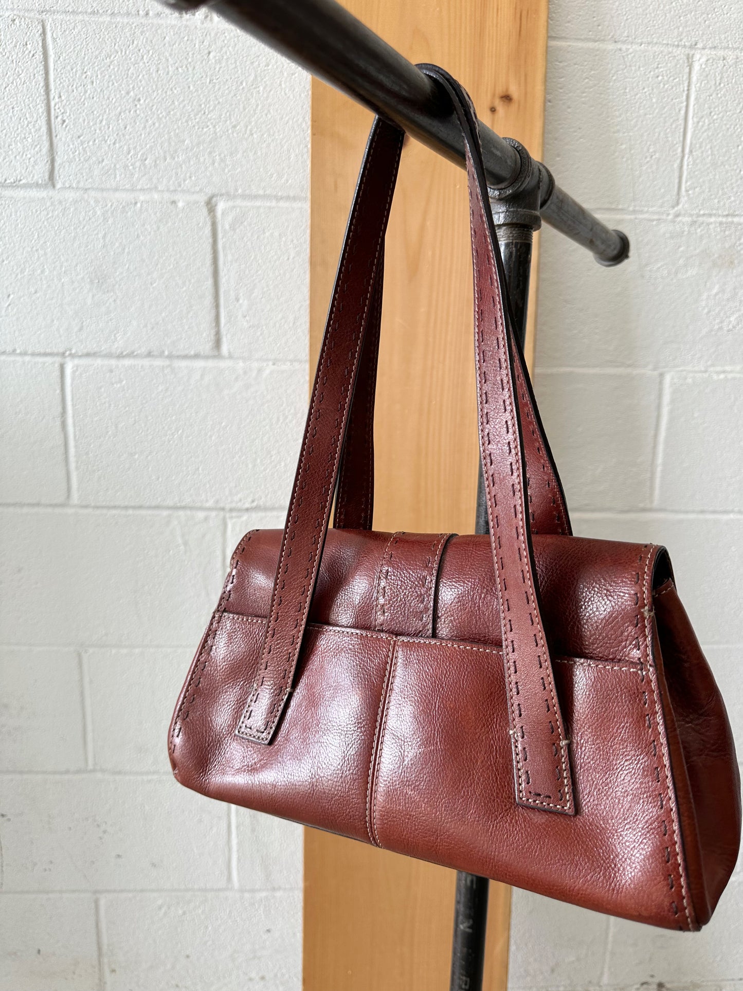 Cognac Leather Fossil Shoulder Bag