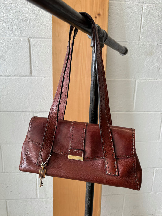 Cognac Leather Fossil Shoulder Bag