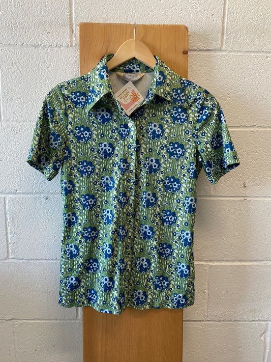 Vtg Green Floral Top : 12’
