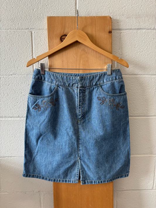 Flower Detail Denim Skirt : 12