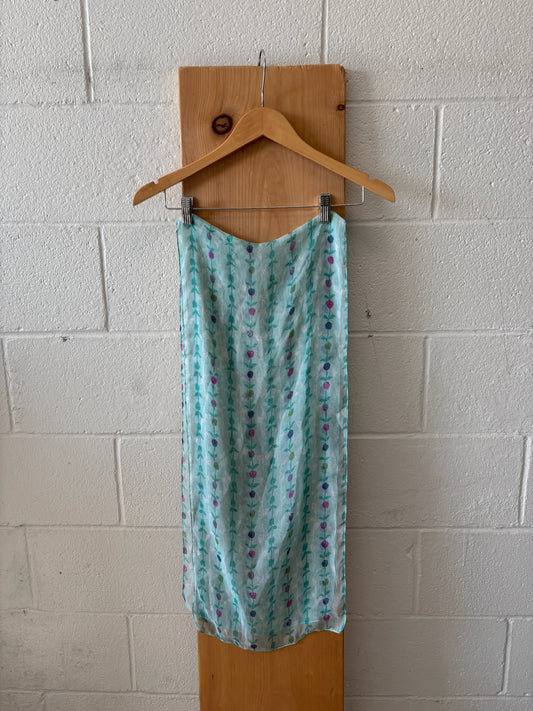 Long Blue Floral Scarf