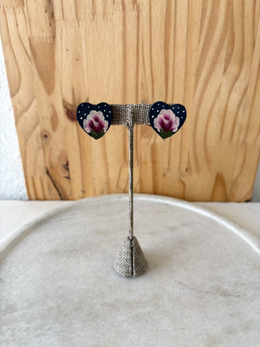 Wood Heart Earrings
