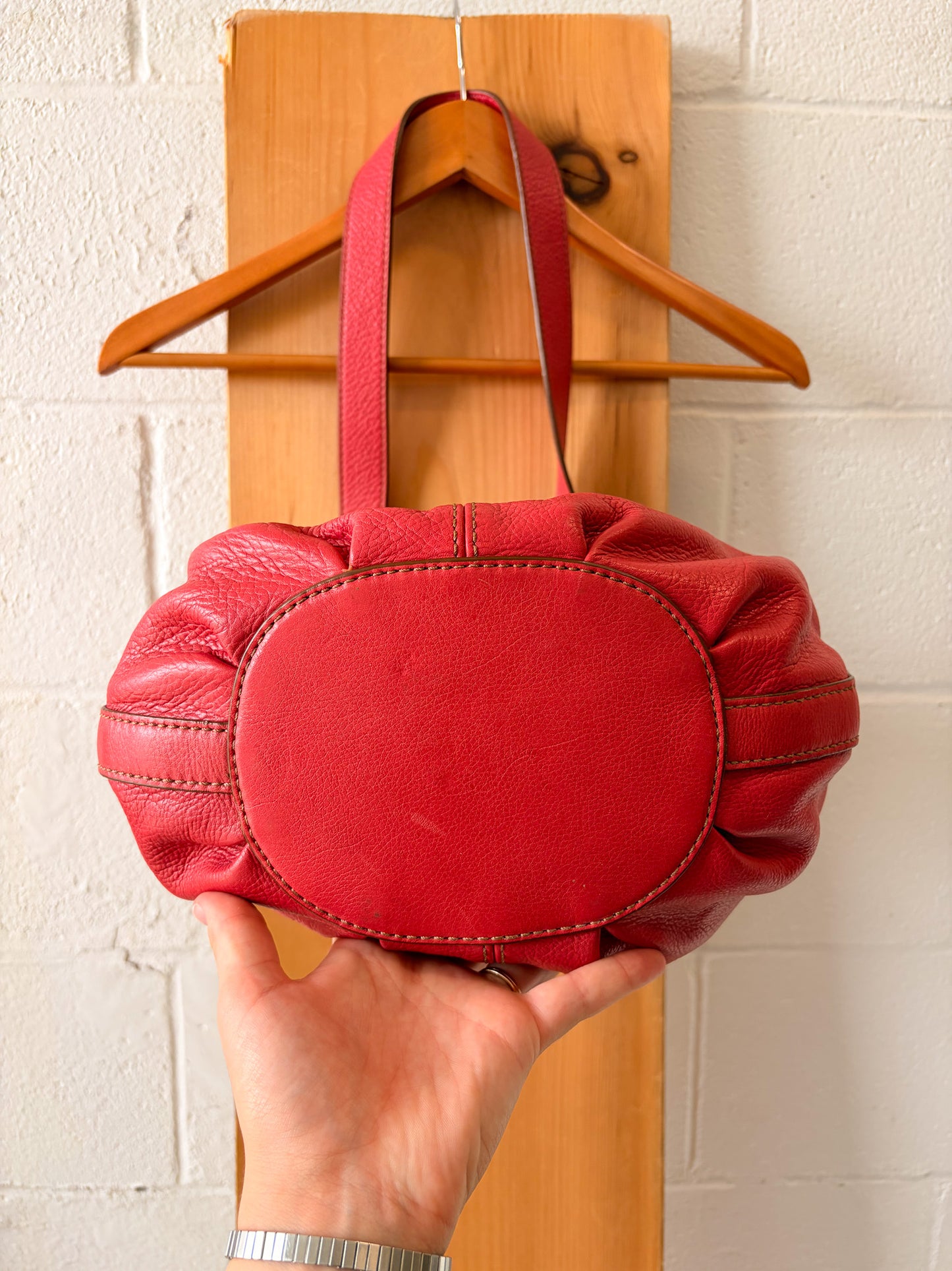 Pink Fossil Bucket Purse