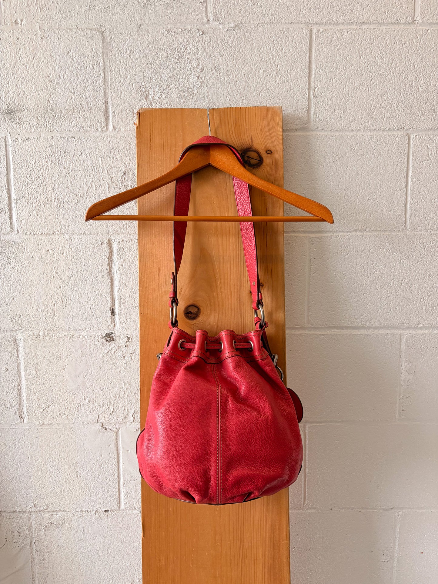 Pink Fossil Bucket Purse