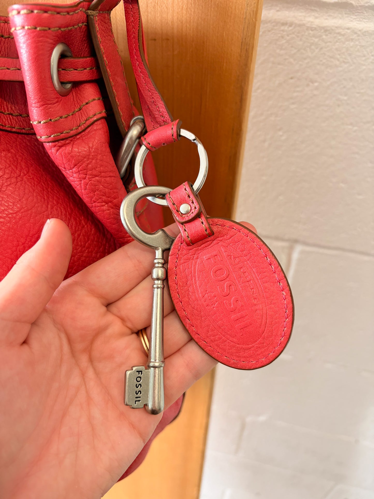 Pink Fossil Bucket Purse