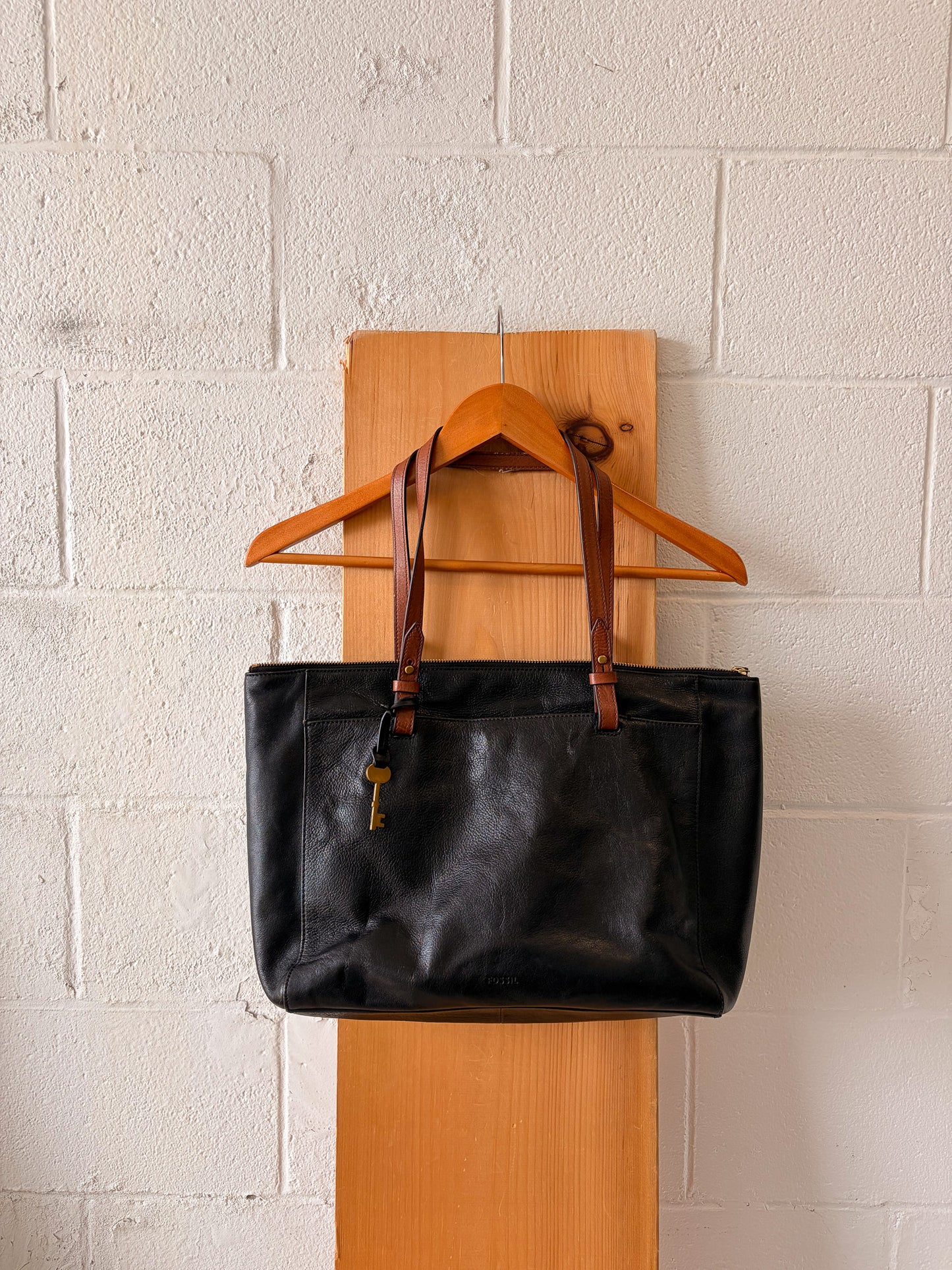 Black & Brown Fossil Rachel Tote Bag