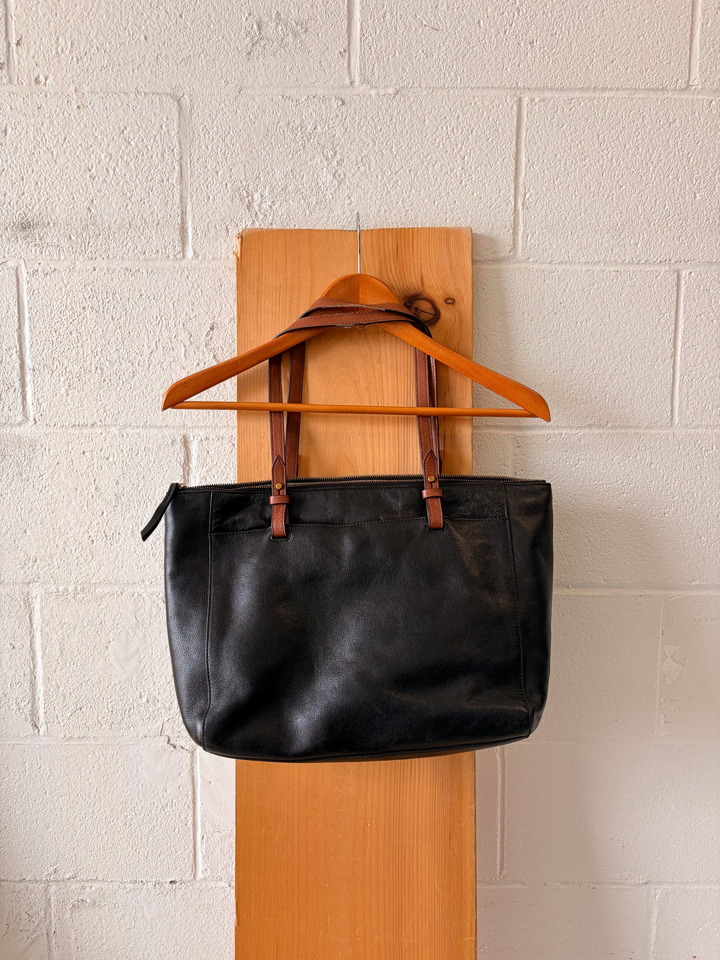 Black & Brown Fossil Rachel Tote Bag