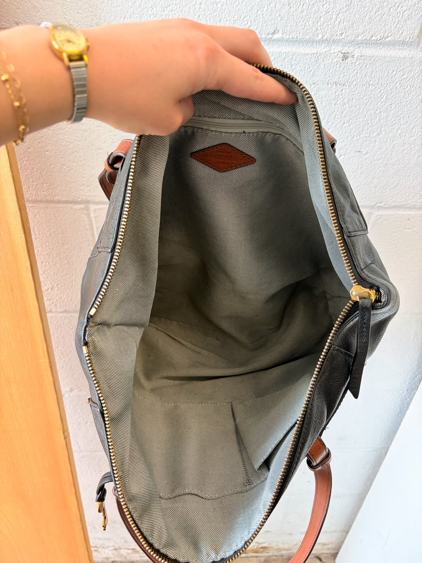 Black & Brown Fossil Rachel Tote Bag