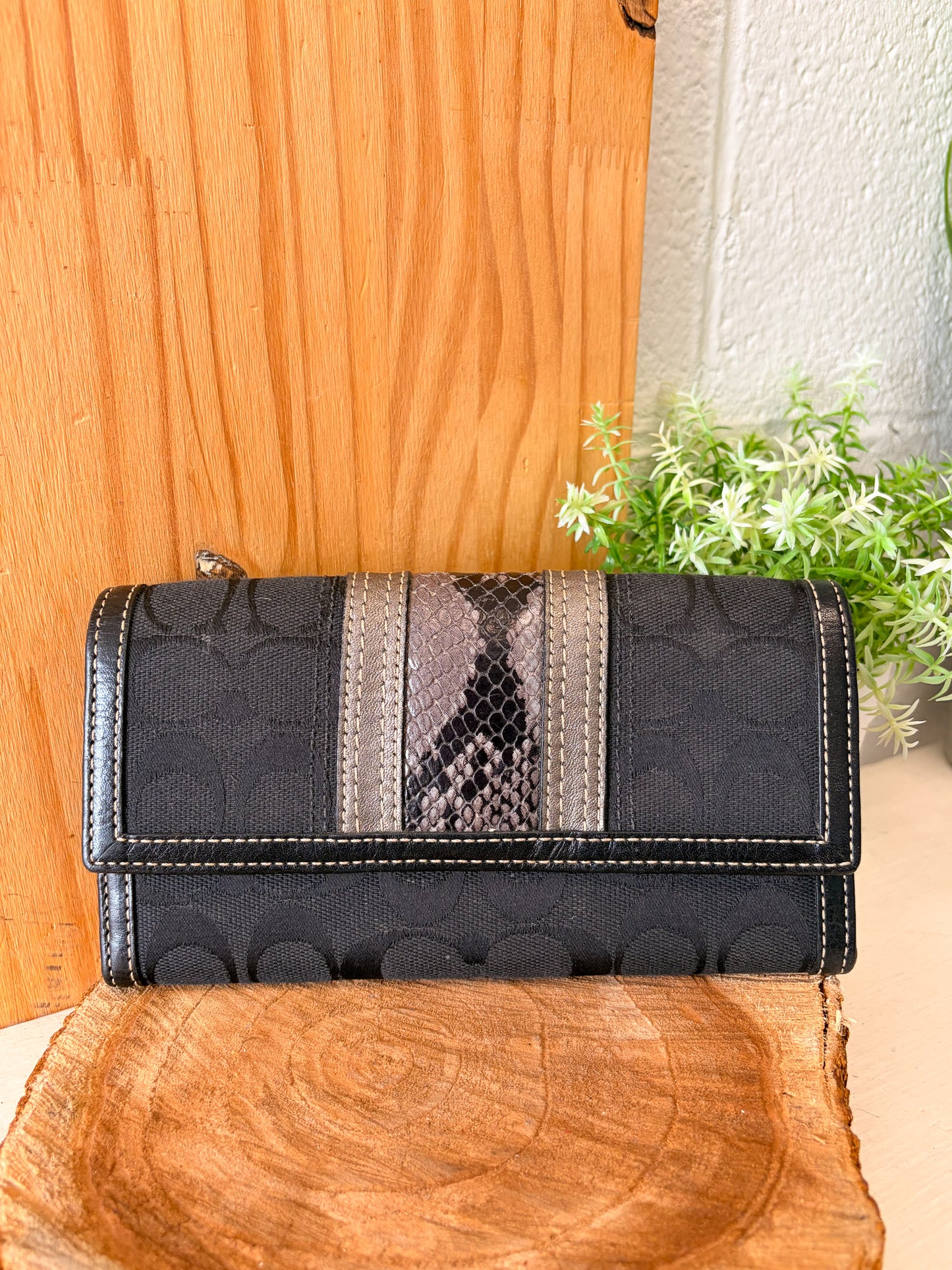 Coach Snakeskin Detailed Trifold Wallet
