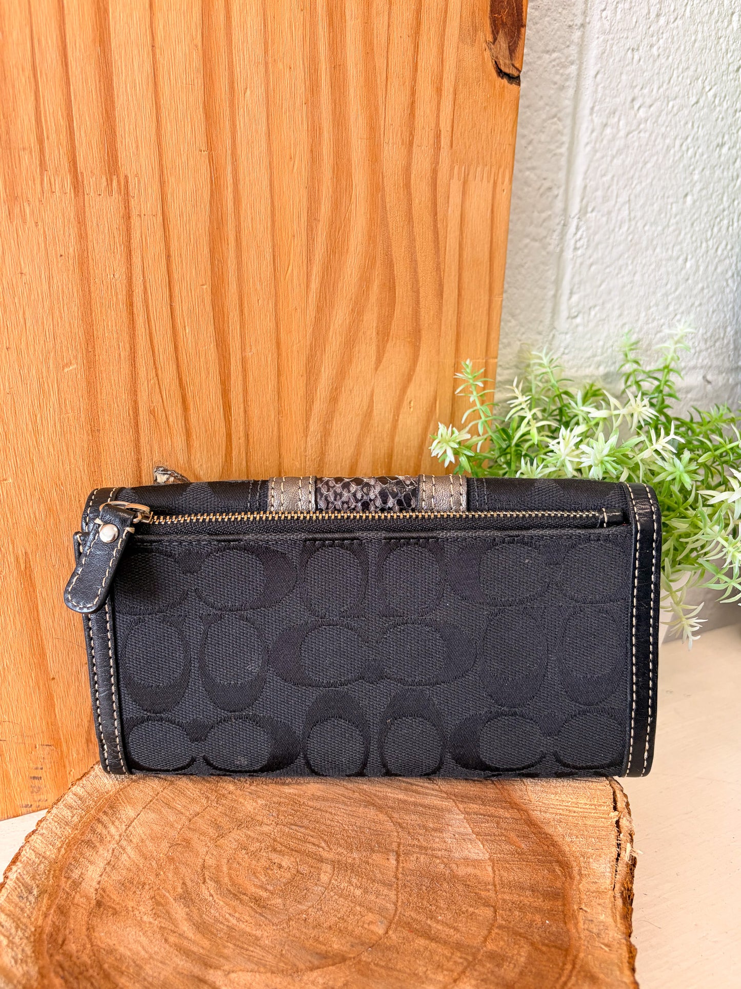 Coach Snakeskin Detailed Trifold Wallet