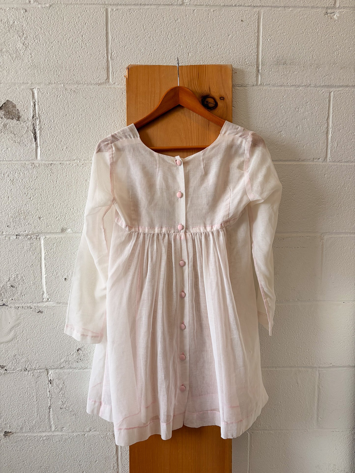 Pink Stitched Sheer Tunic / Dress Overlay : S
