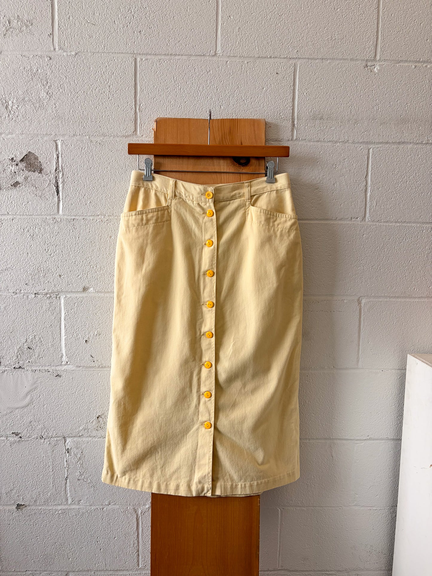 Butter Yellow Button Down Skirt : 32"W