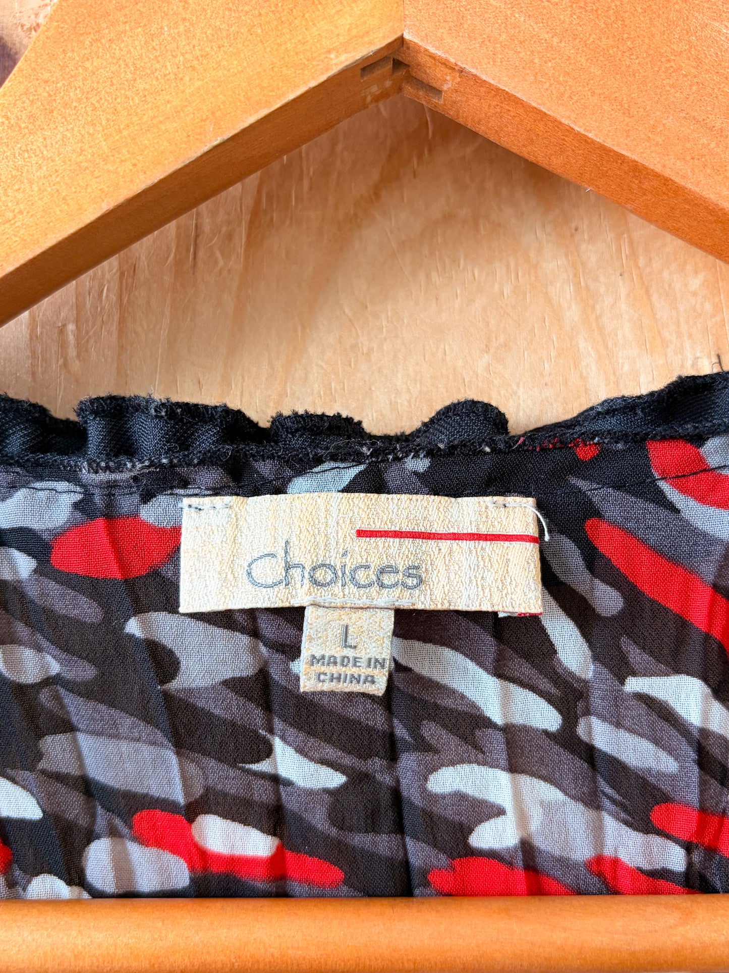 Patterned Red & Black Blouse : L