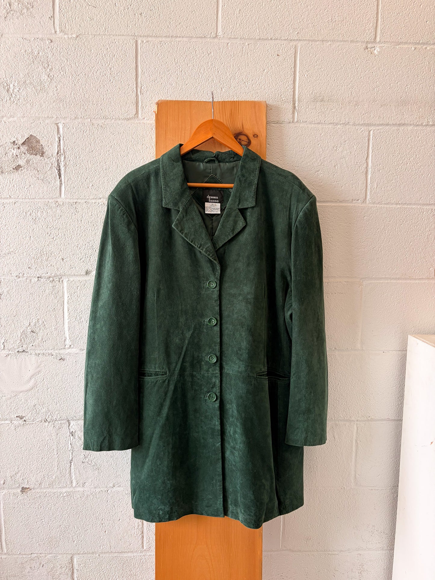 Vtg Dennis Basso Green Leather Jacket : 3X